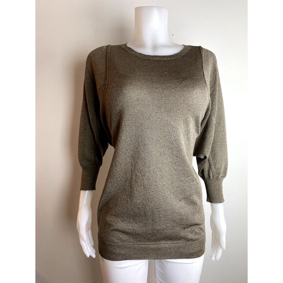 F. Vince Top M Green Dolman Sleeves Blouse Round Neck - Picture 2 of 9